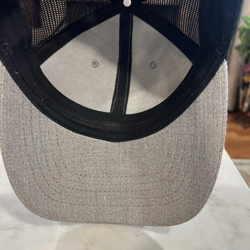 Pioneer PK Trucker Hat Gray Black Mesh Leather Eagle Patch Infinity Headwear Cap